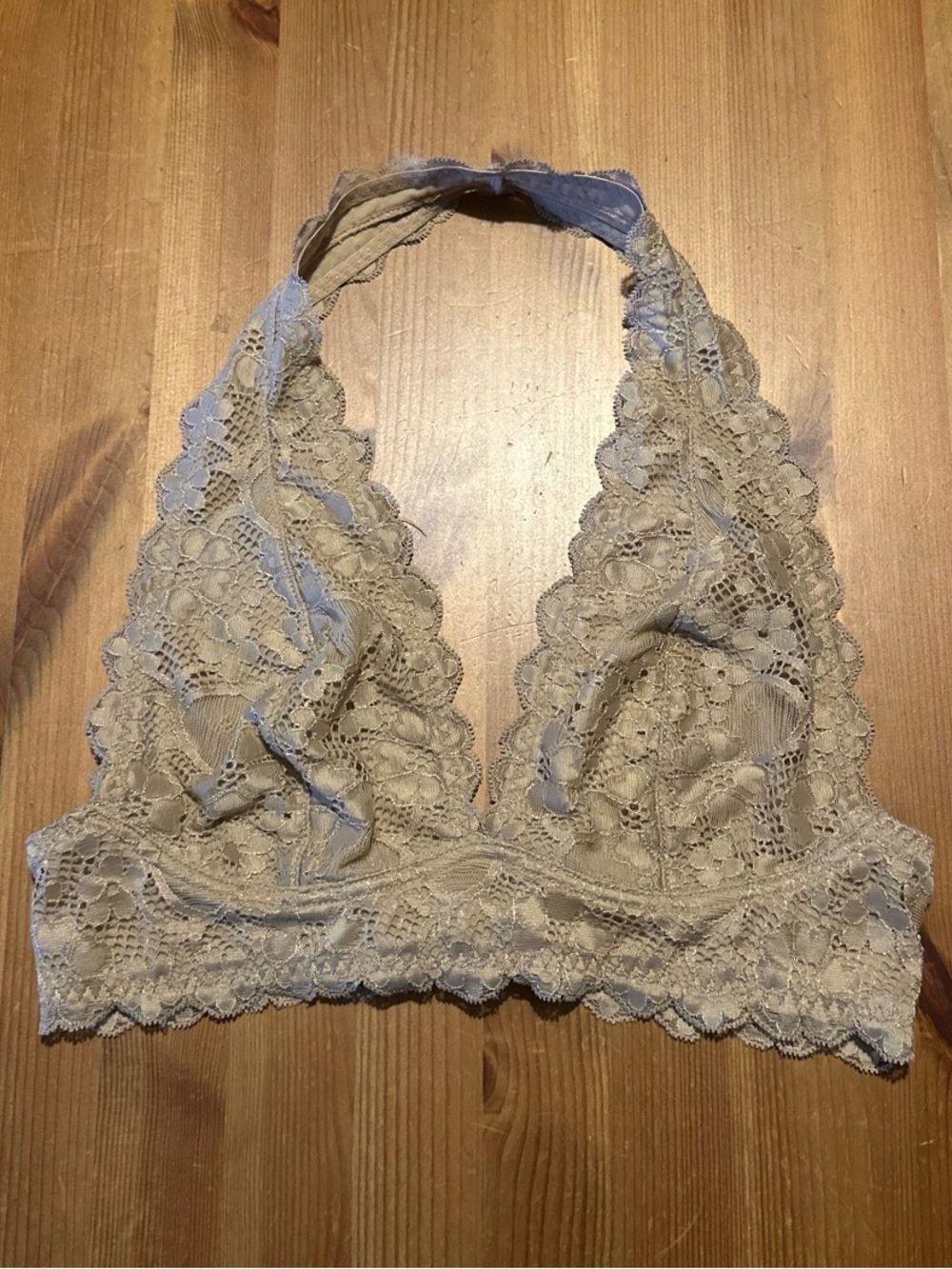 Free People Lace Halter Bralette in Almond